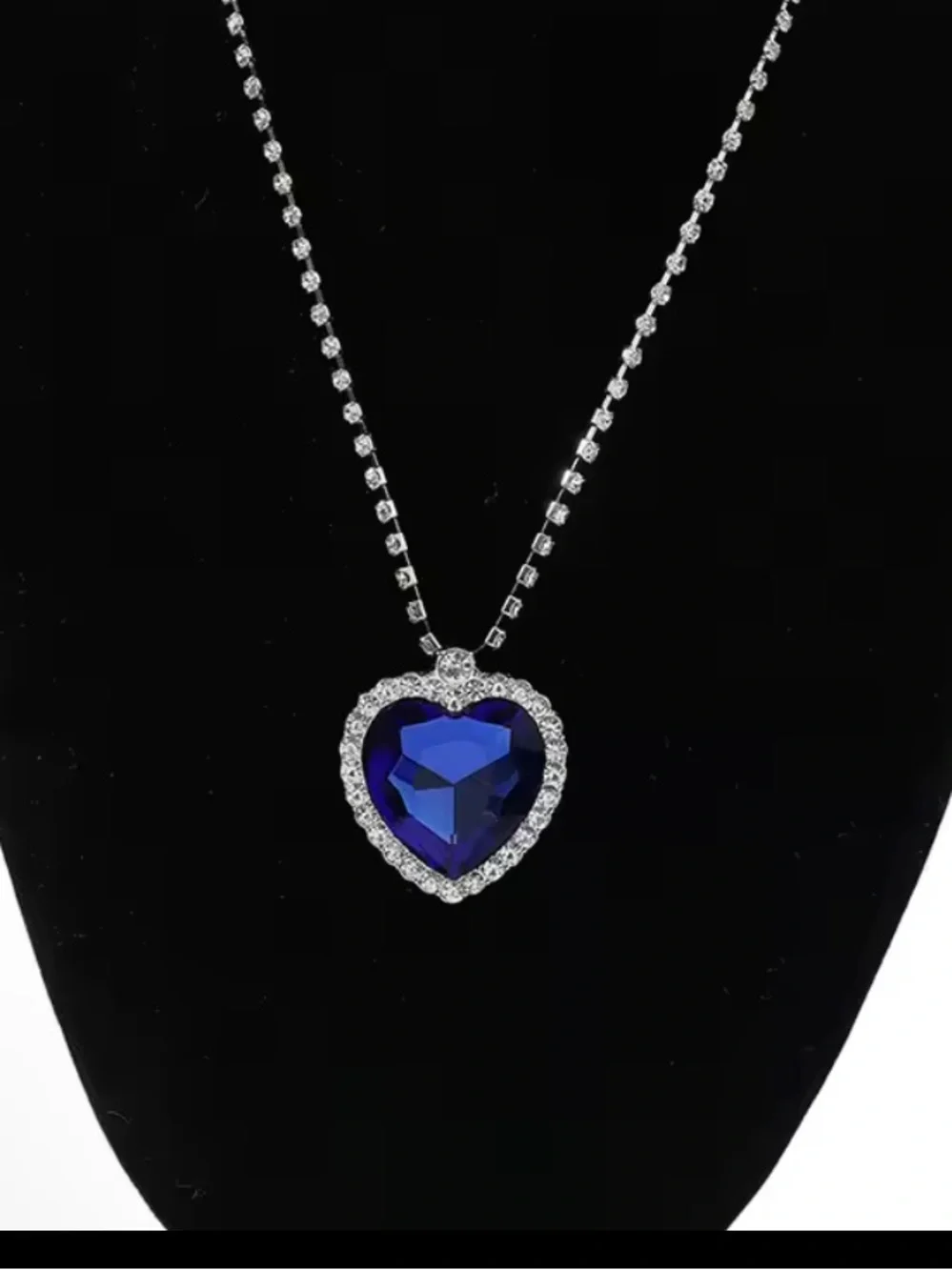 Anthropologie Silver Necklace with Royal Blue Heart Pendant